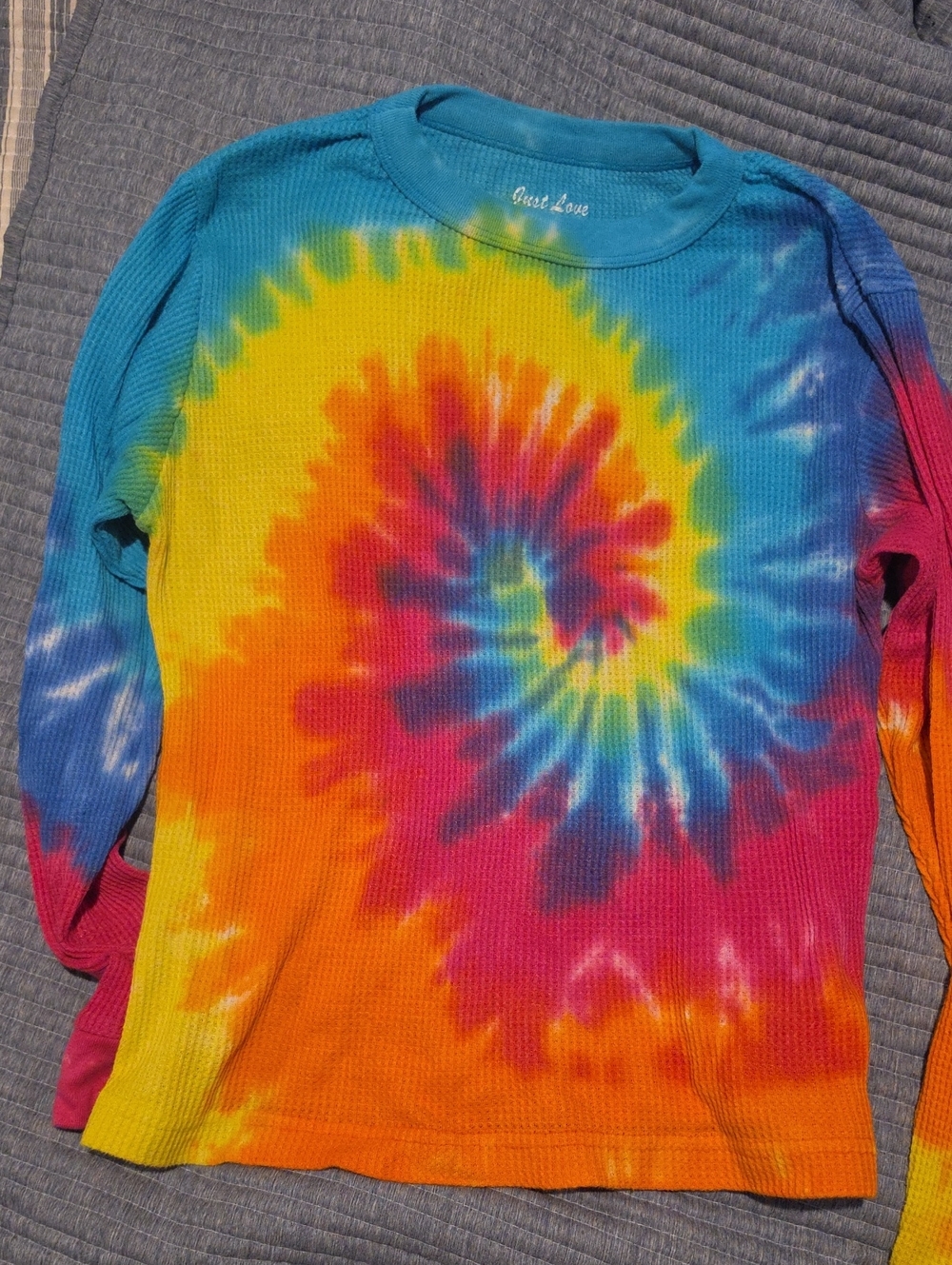 Just Love Rainbow Tie-Dye Spiral Long Sleeve Tee Size M